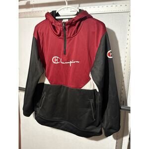 Champion Hoodie Mens Size Large Red Blk Wht